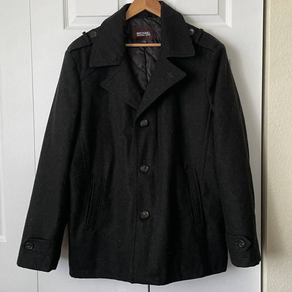 MICHAEL Michael Kors Gray Button Front Wool Blend Coat, Size L 🗣LAST CHANCE🗣 - Picture 1 of 4